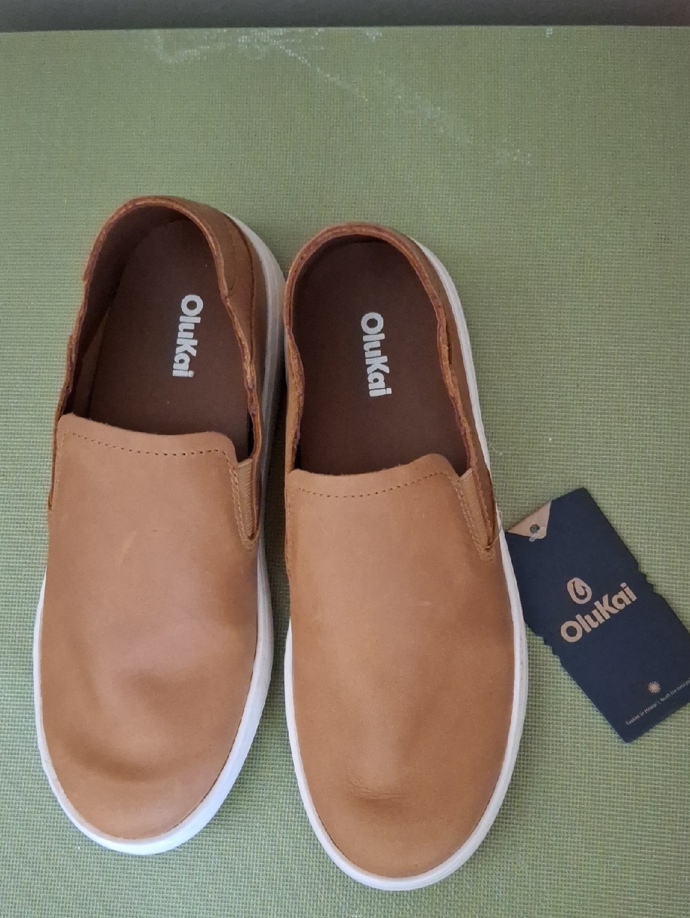 NWT OluKai Tan Pehuea Leather Slip-On_1